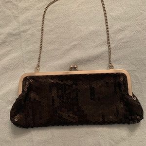 Ann Taylor Loft Black sequence clutch